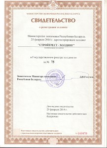 СВИДЕТЕЛЬСТВО О РЕГИСТРАЦИИ ХОЛДИНГА
